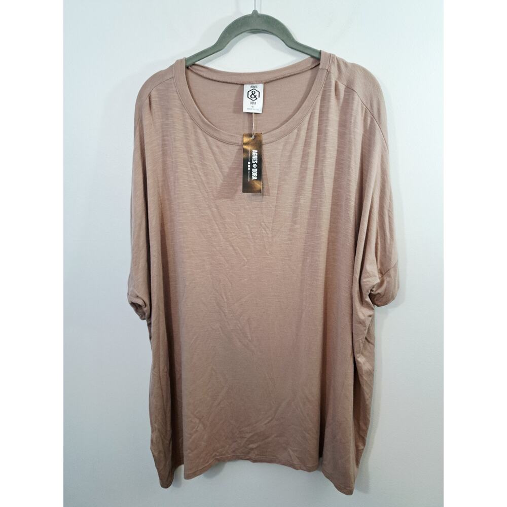 Agnes & Dora Beige Boxy Tee New! Fitted Dolman Sleeve M/L Round Neck